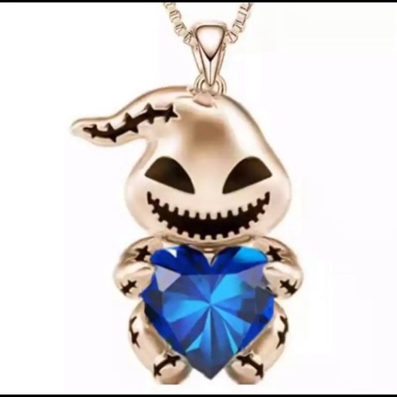 Oogie Boogie heart Necklace Gold jewelry TNMBC NMBC evil Villain nightmare stone - Picture 6 of 9